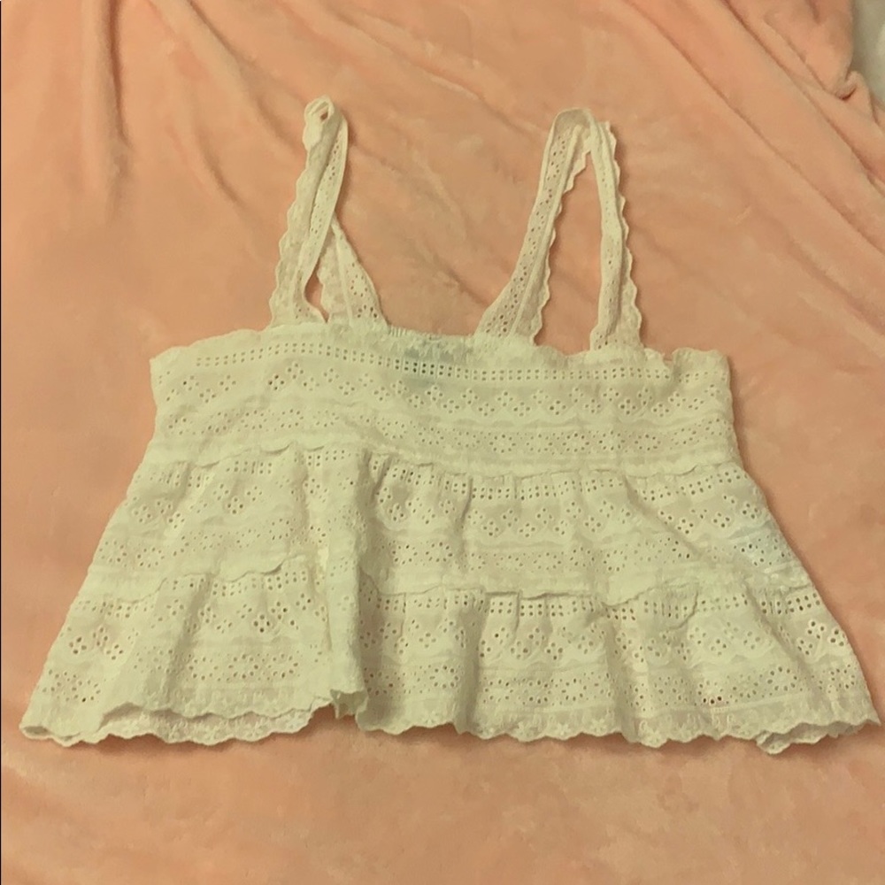 White Crochet Tank Top
